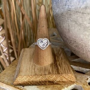 Sterling Silver Heart CZ Ring Size 8